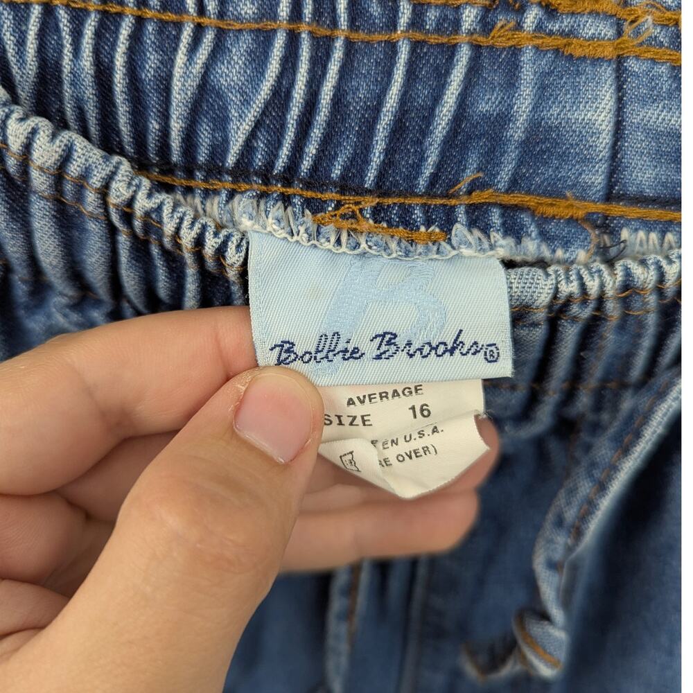 Bobbie Brooks Vintage Elastic Waist Drawstring Jeans Size 16 Blue Denim USA Made - Picture 3 of 4